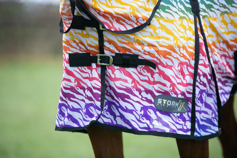 StormX Original Rainbow Zebra Print Fly Rug-2